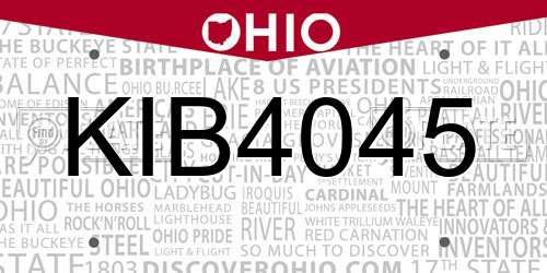 KIB4045 Ohio License Plate
