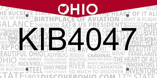 KIB4047 Ohio License Plate