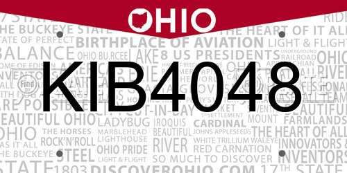 KIB4048 Ohio License Plate