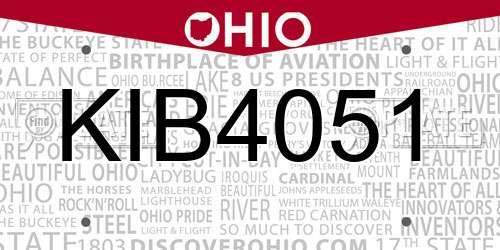KIB4051 Ohio License Plate