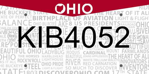 KIB4052 Ohio License Plate
