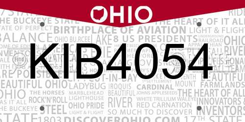 KIB4054 Ohio License Plate