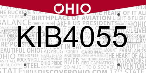 KIB4055 Ohio License Plate
