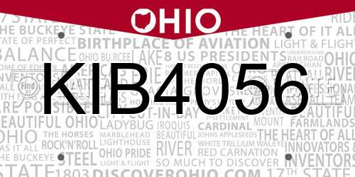 KIB4056 Ohio License Plate