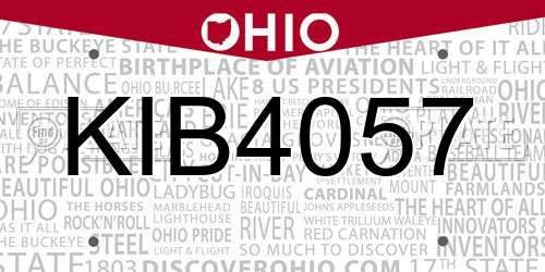 KIB4057 Ohio License Plate
