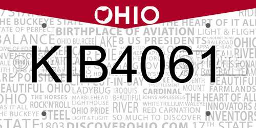 KIB4061 Ohio License Plate