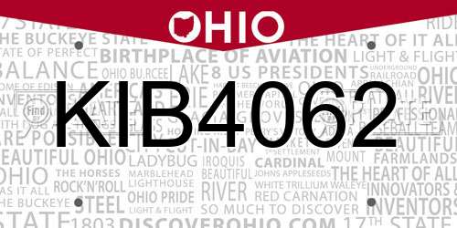 KIB4062 Ohio License Plate