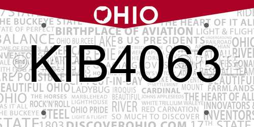 KIB4063 Ohio License Plate