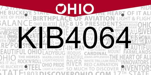 KIB4064 Ohio License Plate