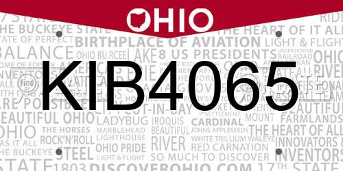 KIB4065 Ohio License Plate