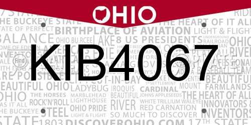 KIB4067 Ohio License Plate