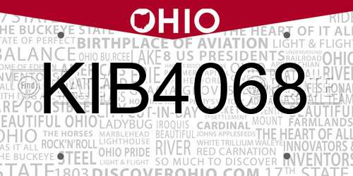 KIB4068 Ohio License Plate