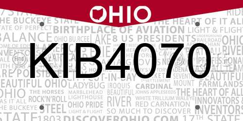 KIB4070 Ohio License Plate