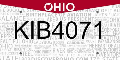 KIB4071 Ohio License Plate
