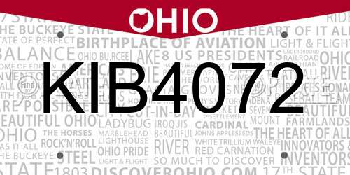 KIB4072 Ohio License Plate