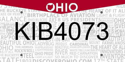 KIB4073 Ohio License Plate