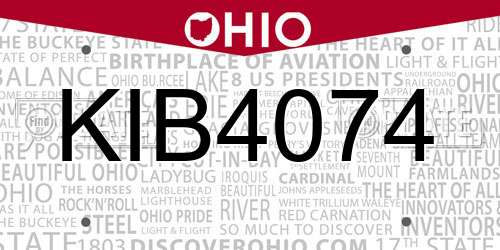 KIB4074 Ohio License Plate