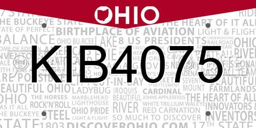 KIB4075 Ohio License Plate