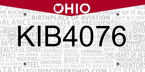 KIB4076 Ohio License Plate