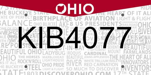 KIB4077 Ohio License Plate