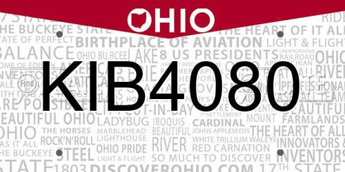KIB4080 Ohio License Plate
