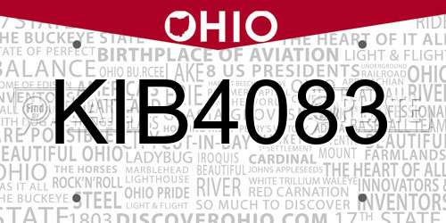KIB4083 Ohio License Plate
