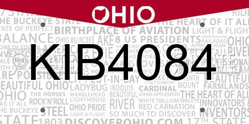 KIB4084 Ohio License Plate