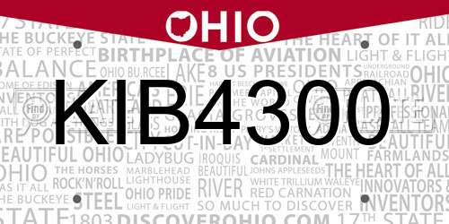KIB4300 Ohio License Plate
