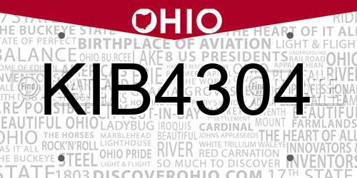 KIB4304 Ohio License Plate