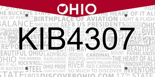 KIB4307 Ohio License Plate