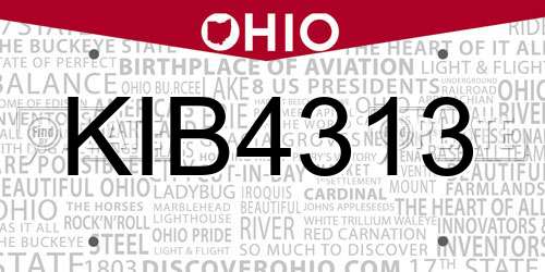 KIB4313 Ohio License Plate