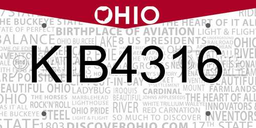 KIB4316 Ohio License Plate