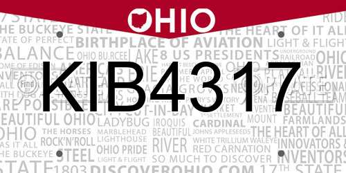 KIB4317 Ohio License Plate