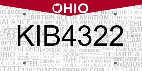 KIB4322 Ohio License Plate