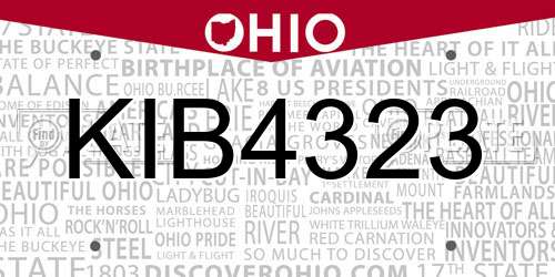 KIB4323 Ohio License Plate