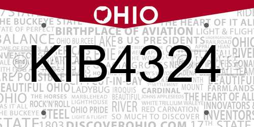 KIB4324 Ohio License Plate