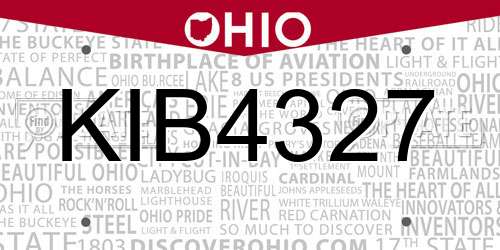 KIB4327 Ohio License Plate