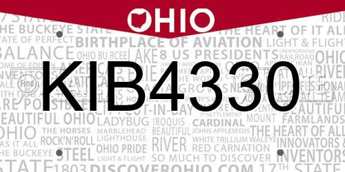 KIB4330 Ohio License Plate