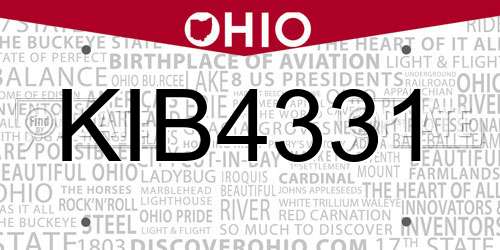 KIB4331 Ohio License Plate