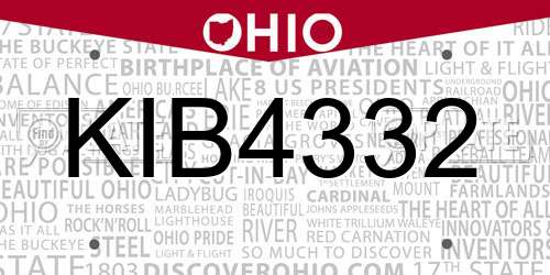KIB4332 Ohio License Plate