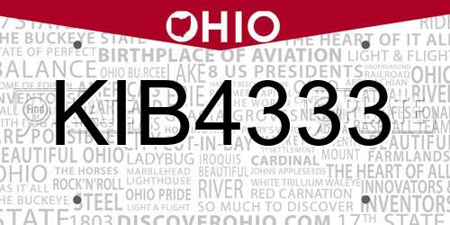 KIB4333 Ohio License Plate