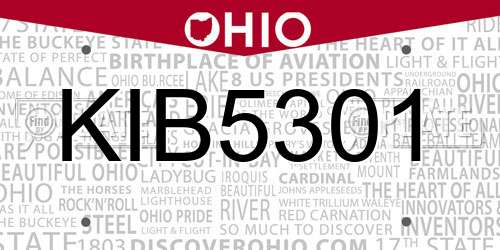 KIB5301 Ohio License Plate