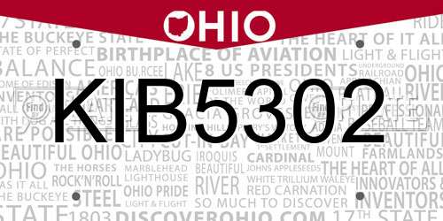 KIB5302 Ohio License Plate