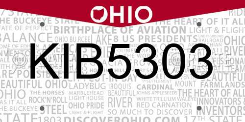 KIB5303 Ohio License Plate