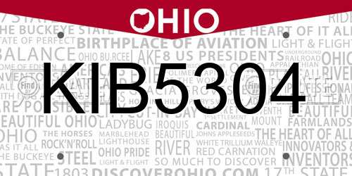 KIB5304 Ohio License Plate