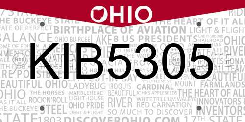 KIB5305 Ohio License Plate