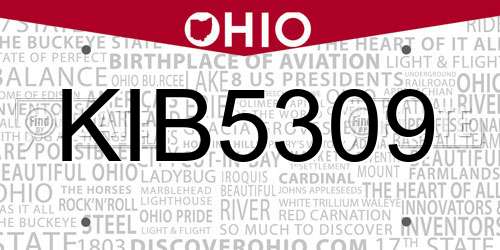 KIB5309 Ohio License Plate
