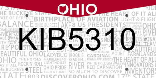 KIB5310 Ohio License Plate