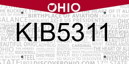 KIB5311 Ohio License Plate