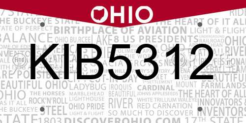 KIB5312 Ohio License Plate